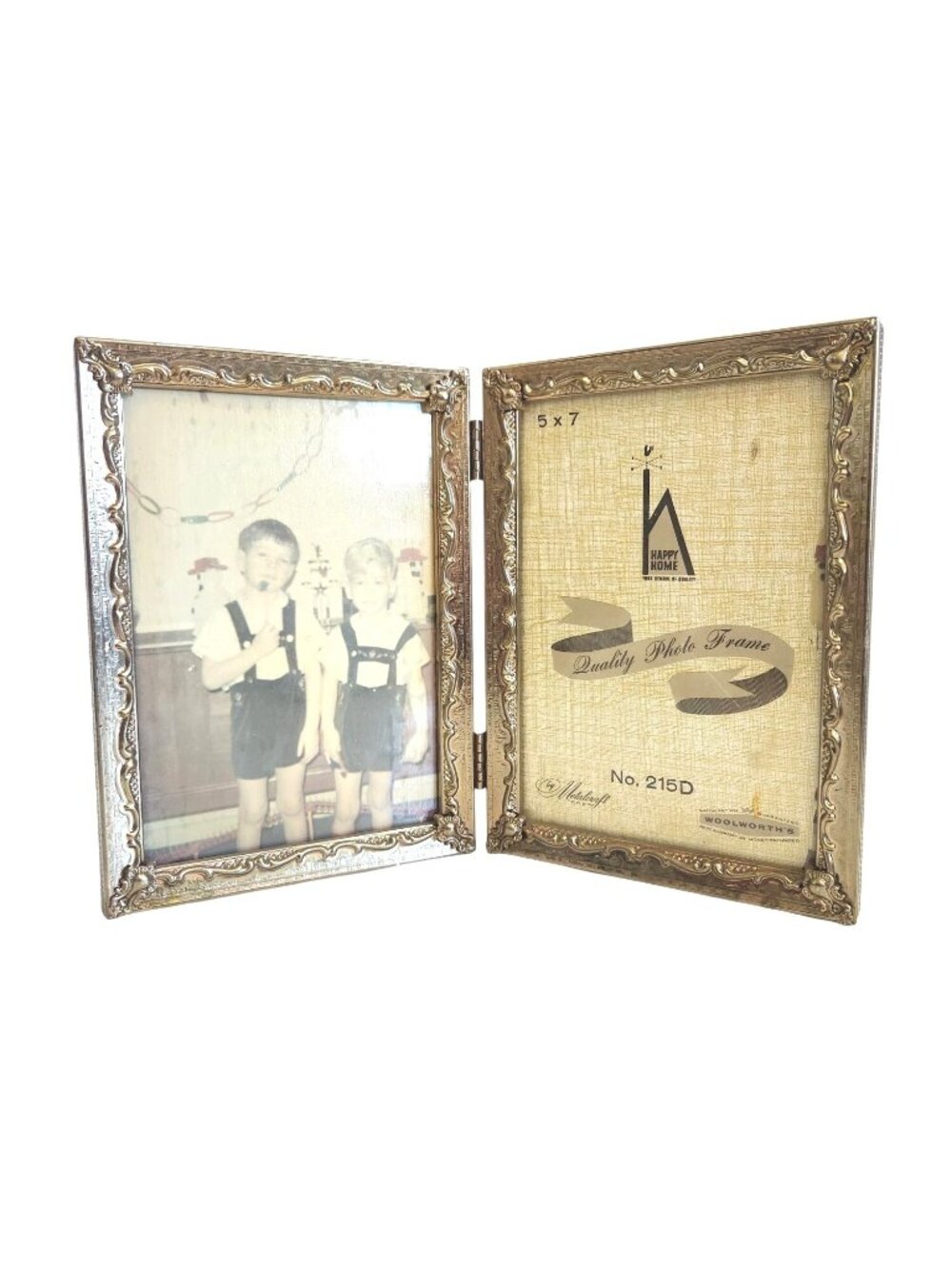 Vintage 5x7 Double Hinged Ornate Metal Photo Frame By Metalcraft Woolworths